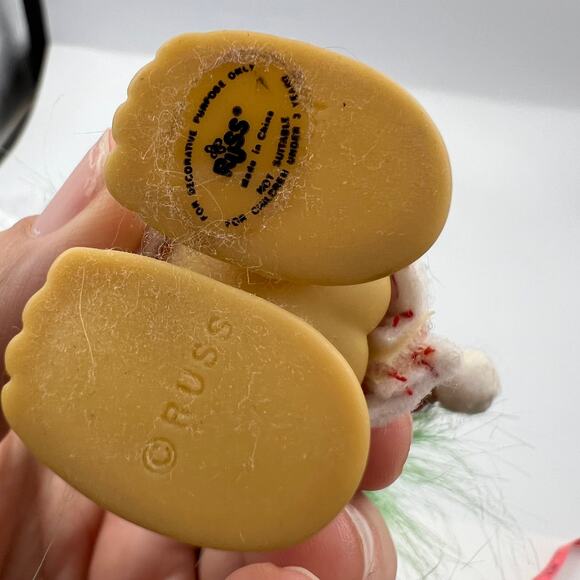 RUSS Vintage Troll Doll Green Hair Santa Claus Opening Clip Hands 4" Christmas - Picture 3 of 8